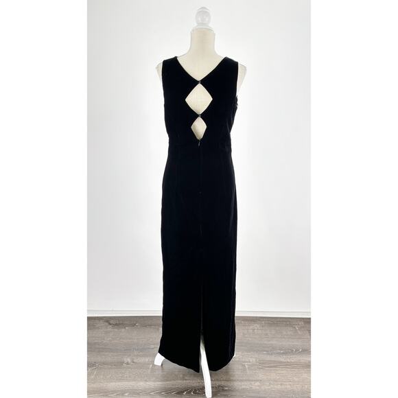 Vintage Scott McClintock Scalloped Velvet Maxi Formal Dress Womens Size 10 Black - Picture 6 of 10